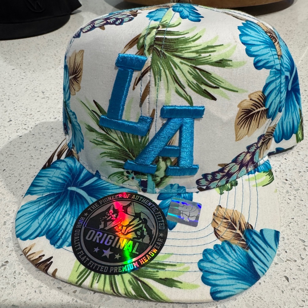 NEW Tropical Blue Floral LA Hat